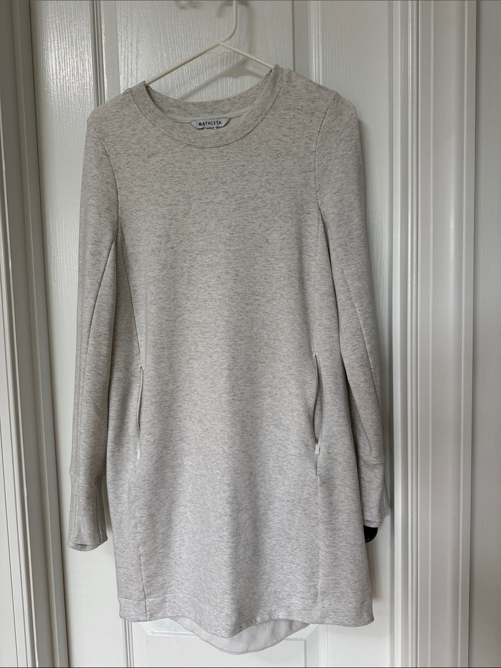 Athleta Light Heather Gray Long Sleeve Sweatshirt Dress